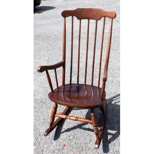 354 - High Back Wooden Rocking Chair approx. 110cm