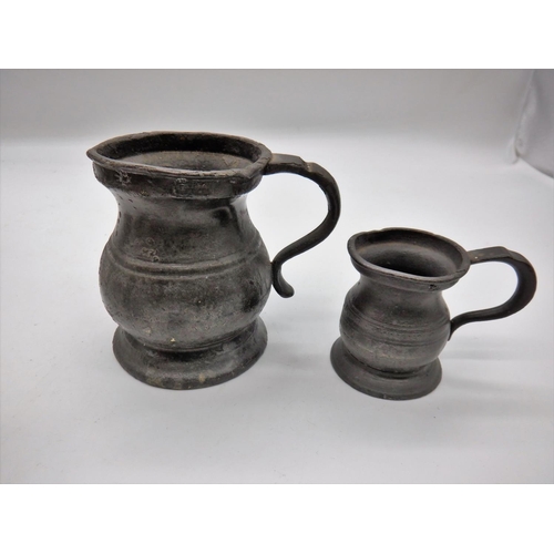 356a - A Behmans Candle Holder and Pewter Tankards