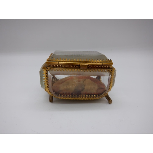 36 - An Antique French Crystal and Gilt Ormalou Jewellery Box Napoleon III Circa 1860. Age Related Scratc... 