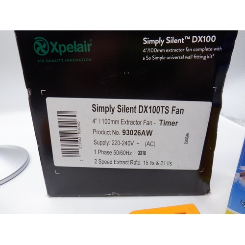 361a - A Xpelair Simply Silent DX1000 Extractor Fan, Voltmeter, LED Desk Lamp and a Fish Tank Filter