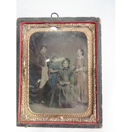 53 - 4 Framed Daguerreotypes of Family Portraits and Garden Scene