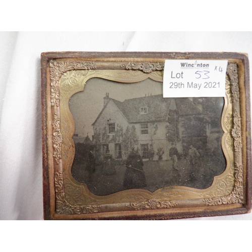 53 - 4 Framed Daguerreotypes of Family Portraits and Garden Scene