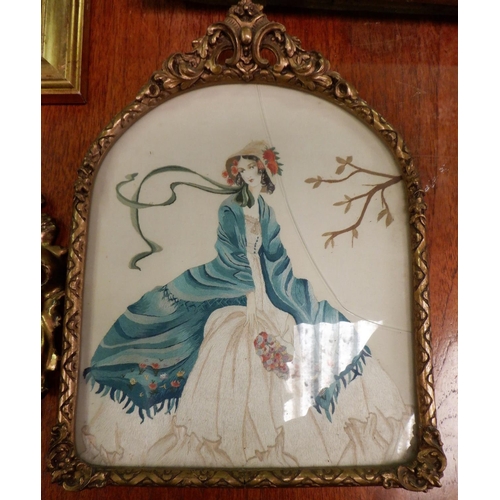 53a - Old Photograph , Silk Embroidery Pictures, Prints and Frames (as found)