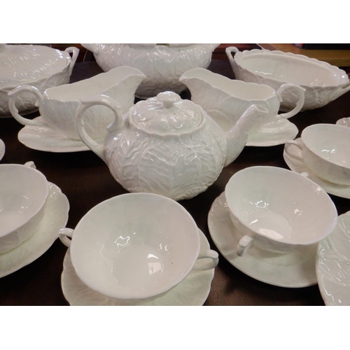 58 - A Quantity of Part Coalport and Wedgewood White Cabbage Leaf Dinner Service. Consisting of 2 x Dinne... 