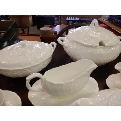 58 - A Quantity of Part Coalport and Wedgewood White Cabbage Leaf Dinner Service. Consisting of 2 x Dinne... 