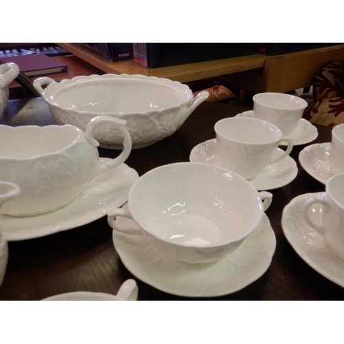 58 - A Quantity of Part Coalport and Wedgewood White Cabbage Leaf Dinner Service. Consisting of 2 x Dinne... 