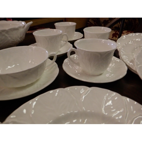 58 - A Quantity of Part Coalport and Wedgewood White Cabbage Leaf Dinner Service. Consisting of 2 x Dinne... 