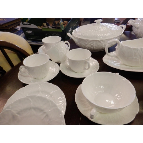 58 - A Quantity of Part Coalport and Wedgewood White Cabbage Leaf Dinner Service. Consisting of 2 x Dinne... 