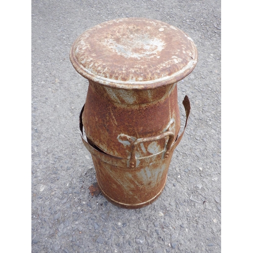 61 - Rustic Metal Milk Churn approx. 72cm - Some Band Damage see photo