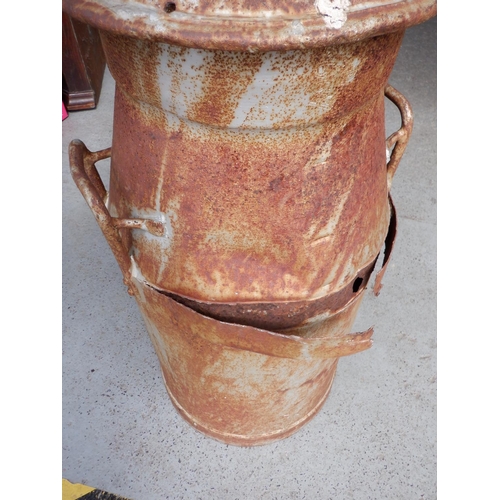 61 - Rustic Metal Milk Churn approx. 72cm - Some Band Damage see photo