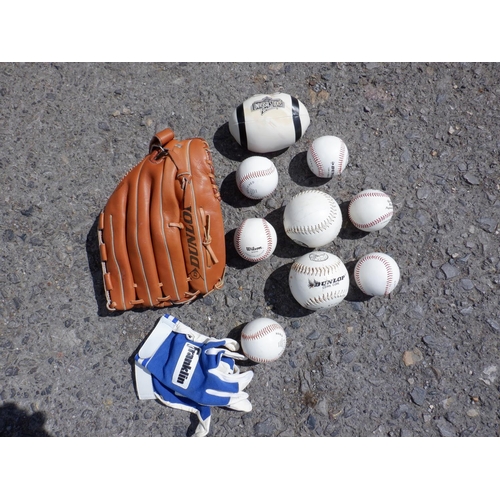 631 - A Dunlop Baseball Mitt and Balls