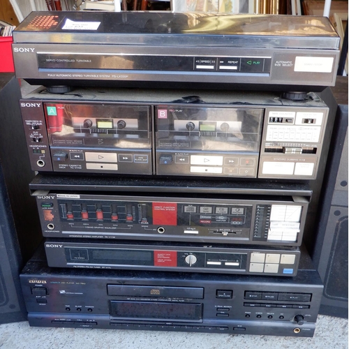 633 - A Sony Stacking Hi Fi System with Aiwa CD Player