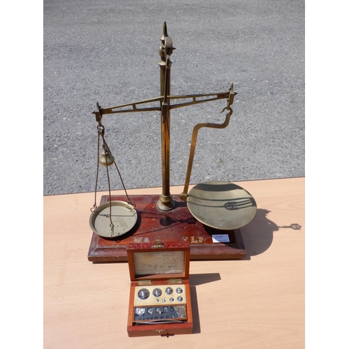 95 - A Set of Antique Brass W & T Avery Beam Scales and Weights