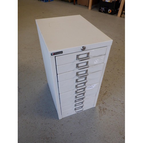 352 - 10 Drawer Filing Cabinet with Key approx. 59 x 40 x 37cm