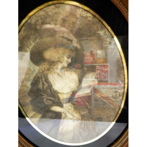 360p - 2 x Antique Prints in Oval Frames 