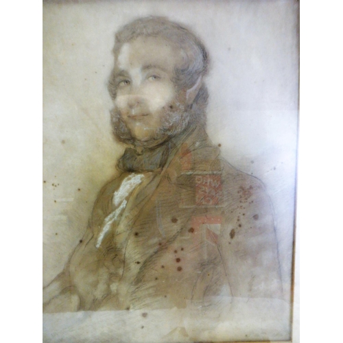 54p - A Pen and Ink Drawing of an 1814 Gentleman signed - some spotting