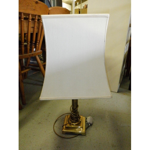 656 - A Brass Lamp and Shade ( Bulb holder requires attention)