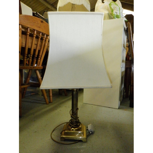 656 - A Brass Lamp and Shade ( Bulb holder requires attention)