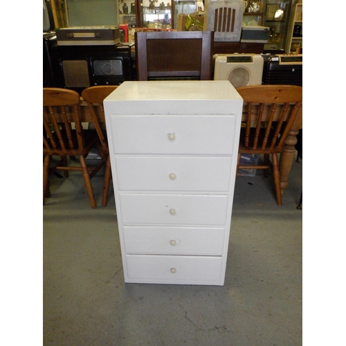 669 - A White Painted 5 x Drawer Chest of Drawers 50.5 x 40.5 x 94cm