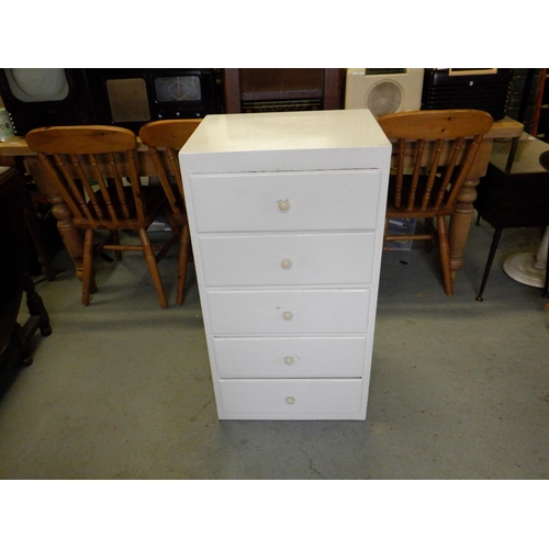 669 - A White Painted 5 x Drawer Chest of Drawers 50.5 x 40.5 x 94cm