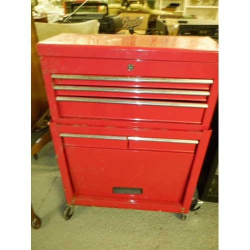 690 - A Red Mechanics Workshop Tool Box/ Trolley and Contents