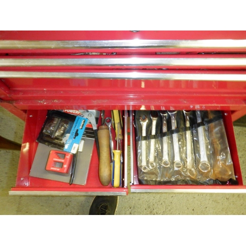 690 - A Red Mechanics Workshop Tool Box/ Trolley and Contents