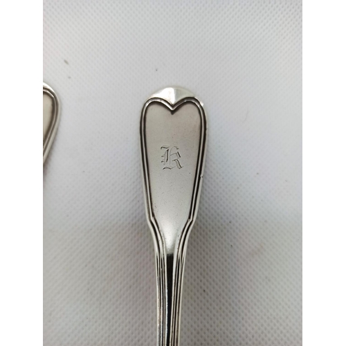 21a - A Pair of Hallmarked Silver Georgian Tablespoons 125grams ( Indistinct Hallmark)