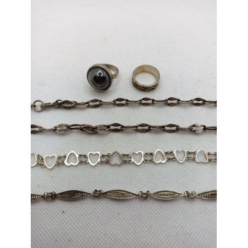 49a - A Heavy 925 Silver Necklace and Other Silver Jewellery 44.2 Grams in Total