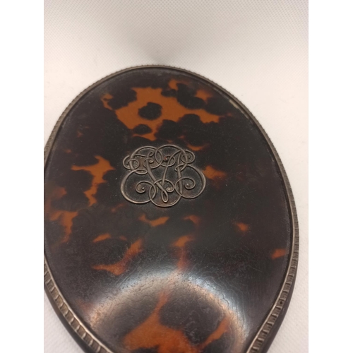 639 - A Monogrammed Tortoiseshell Mirror ( trim loose)