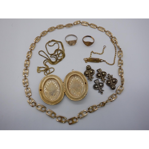 177a - A Quantity of Yellow Metal Jewellery including Gold over Silver Ring etc.