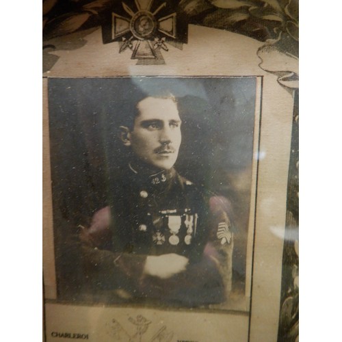 50a - Militaria Interest - A Framed Photograph in Memory of Pierre Gelle an NCO in the French 42nd Colonia... 