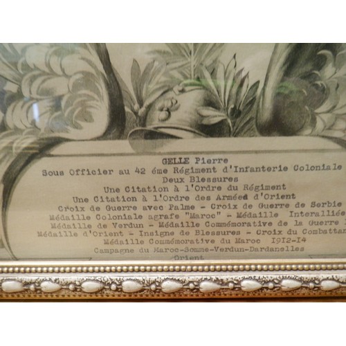 50a - Militaria Interest - A Framed Photograph in Memory of Pierre Gelle an NCO in the French 42nd Colonia... 