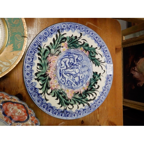 314 - Majolica Plate and 2 Others