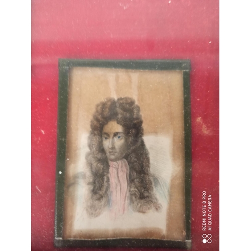 52A - Lead Framed Miniature Portraits of Philosophers, Descartes, Leibniz etc Under Glass within Ornate Go... 