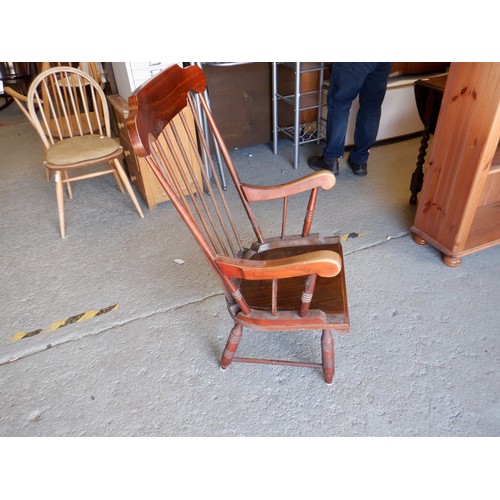 120 - A Wooden High Backed Armchair 100cm