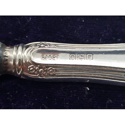 22A - George Robeson Hallmarked Silver Handled Dessert Fruit Knife and Fork Set Sheffield 1923