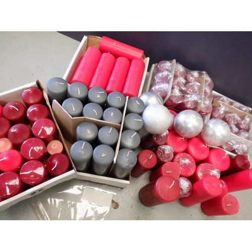 65 - A Large Assortment of Red and Grey Candles