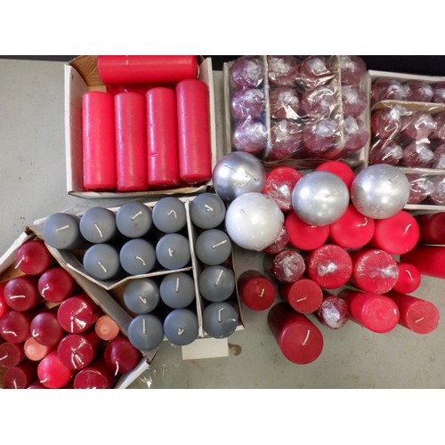 65 - A Large Assortment of Red and Grey Candles