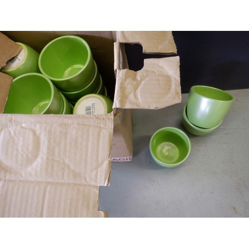 90 - 23 x Small Green Ceramic Pots 9cm High