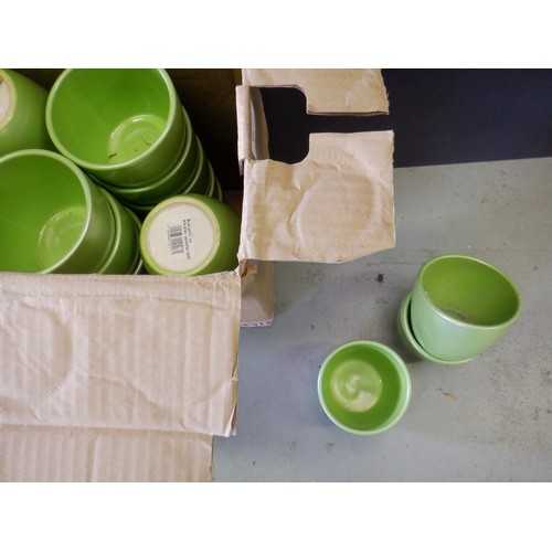 90 - 23 x Small Green Ceramic Pots 9cm High