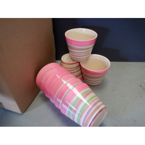 89 - 17 x Stripey Ceramic Plant Pots 9.5cm