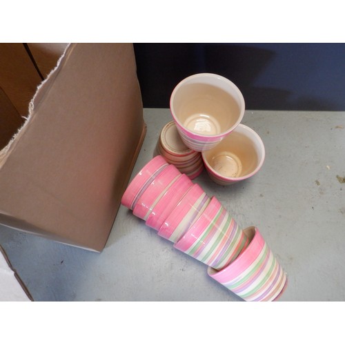 89 - 17 x Stripey Ceramic Plant Pots 9.5cm