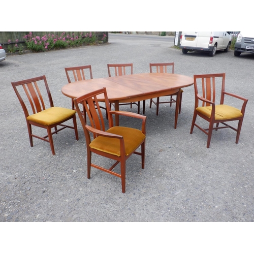 51 - G Plan Teak Extending Table with 4 Chairs and 2 Cravers approx. 210 x 112 x 73cm (163cm Closed)