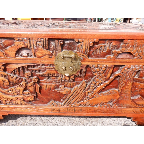 59 - A Heavily Carved Chinese Chest 88 x 43 x 50cm