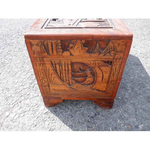 59 - A Heavily Carved Chinese Chest 88 x 43 x 50cm