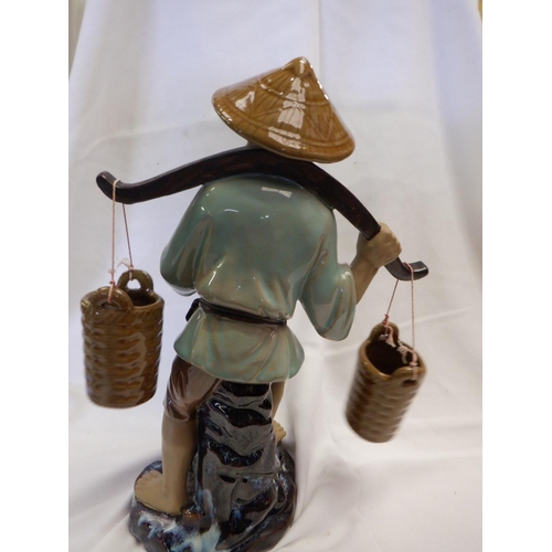 68b - Chinese Ceramic Water Carrier Figurine 32cm high approx.