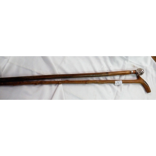 54 - A Skull Handled and Gentleman's Inscribed Walking Sticks