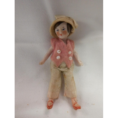 80 - Circa 1800's Peg Doll and Other Antique China Head Minature Dolls in Original Costumes