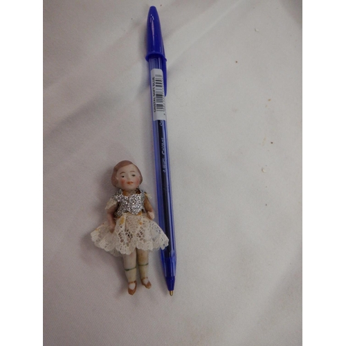 80 - Circa 1800's Peg Doll and Other Antique China Head Minature Dolls in Original Costumes