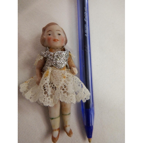 80 - Circa 1800's Peg Doll and Other Antique China Head Minature Dolls in Original Costumes